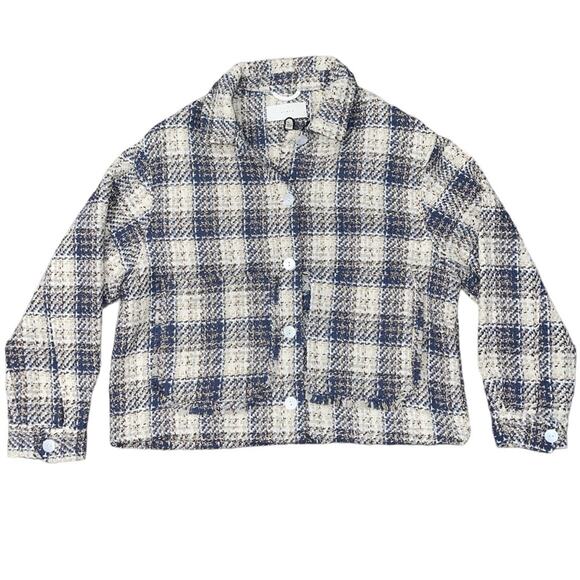 NWT! Blank NYC Once In A Lifetime Cropped Tweed Shacket - Size Large - Picture 10 of 16